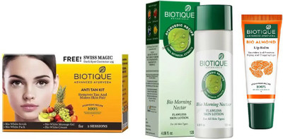 

BIOTIQUE BIO Anti Tan Facial Kit, Bio Morning Nectar Flawless Skin Lotion For All Skin Types, LIP CARE(Set of 3)