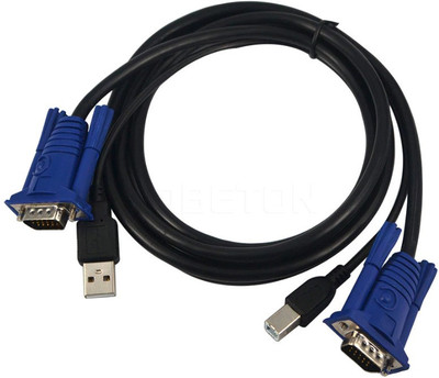 

ANDTRONICS USB KVM Switch Cable 1.5M - 15 Pin VGA Male to Male + USB A to B Cable Cord - 2 Cables VGA Cable(Compatible with PC, Laptops, Black)