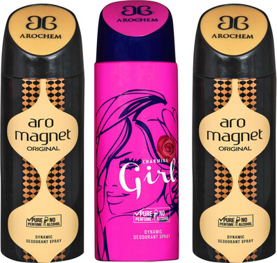 

arochem ARO MAGNET & GIRL DYNAMIC DEODORANT SPRAY Body Spray - For Men & Women(600 ml, Pack of 3)