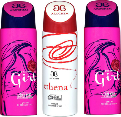 

arochem GIRL & ETHENA DYNAMIC DEODORANT SPRAY Body Spray - For Men & Women(600 ml, Pack of 3)