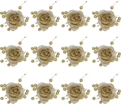 

Iyaan New Collection Artificial Flower Clip For Women And Girls, Set Of 12 Hair Accessory Set(Gold)