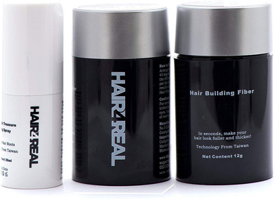 

Hair4real Hair Building Black Hair Thickening Fibers ( 24g) With Locking Spray 30ml (Pack of 3)(54 g)