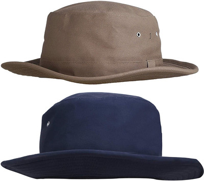 ZACHARIAS Umpire Cricket Cotton Hat(Beige, Navy Blue, Pack of 2)