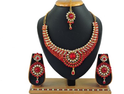 VATSALYA creation Alloy Gold-plated Red, White Jewellery Set(Pack of 1)