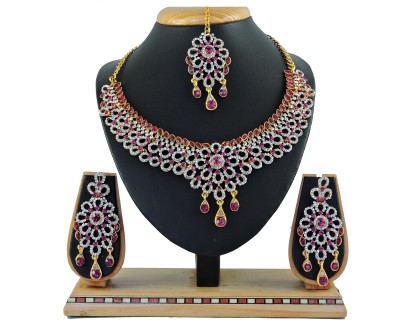 VATSALYA creation Alloy Gold-plated Pink, White Jewellery Set(Pack of 1)