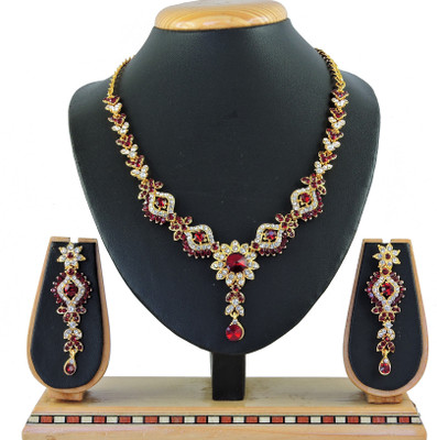 VATSALYA creation Alloy Gold-plated Red Jewellery Set(Pack of 1)