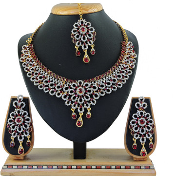 VATSALYA creation Alloy Gold-plated White, Red Jewellery Set(Pack of 1)