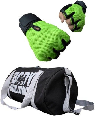 Rocket Sales Combo Of BodyBuilding (Black) Gym Bag And Gloves(Green) Fitness Accessory Kit Kit