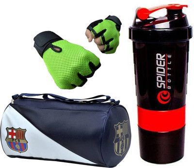 Rocket Sales Combo of FCB Gym Bag, Gloves(Green) And Spider Shaker(Red) Fitness Accessory Kit Kit