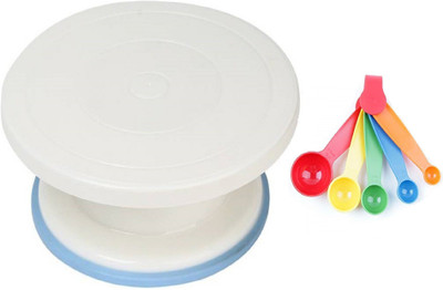 MASTER ROYAL BACKNCOOK TOOLS Cake Decorational Display Turn Table With 5 Small Measuring Spoons Kitchen Tool Set(Multicolor, Baking Tools)