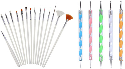 

BeautyQua Professional 20pcs Nail Art Design Dotting Painting Drawing UV Polish Brush Pen Tools Set Kit (Multicolour)(Multi)
