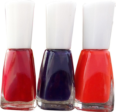 

Tint Nail polish Red, Dark Purple, Orange set of 3 Black(Pack of 3)
