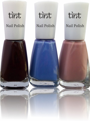 

Tint Nail polish Dark Maroon, Light sky blue, Blush set of 3 multi(Pack of 3)