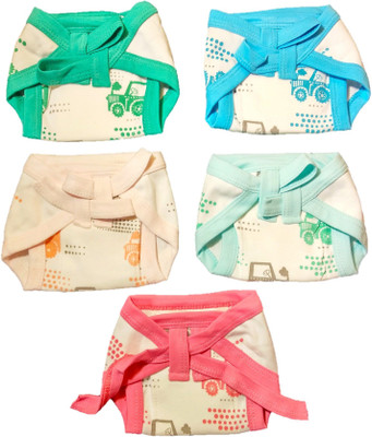 

Baby Shopiieee Premium Quality-100% Cotton, Super Soft And Skin Friendly Fabric - Reusable Padded Diaper Nappies, Langot For New Born Babies - Pack of 5 (0-3 Months) (Multicolor + Multiprint) - CLP-5008