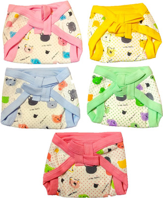 

Baby Shopiieee Premium Quality-100% Cotton, Super Soft And Skin Friendly Fabric - Reusable Padded Diaper Nappies, Langot For New Born Babies - Pack of 5 (0-3 Months) (Multicolor + Multiprint) - CLP-5001