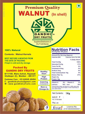 

Gandhi Dry Fruits PREMIUM 1 KG Best Quality Walnuts(1 kg, Pouch)