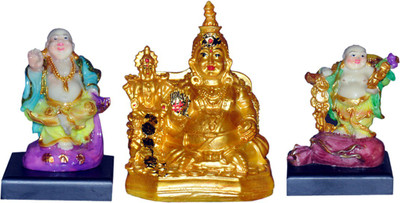 Vaah Laxmi Kuber Murti and Laughing Buddha Set Decorative Showpiece  -  15 cm(Polyresin, Multicolor)