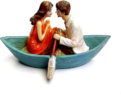 krishnagallery1 Boat Love Couple Statue Marble Finish , Couple Gifted , Valentine Couple , ( Home Decoration, Gifted Statue ) Decorative Showpiece - 25 cm(Polyresin, Multicolor)