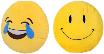 

SapphireBlue Set of 2 Smiley Emoji Stuffed with Microfiber - 30 cm(Yellow)