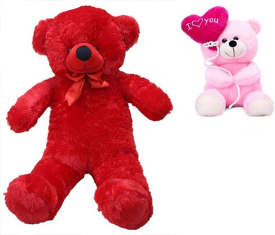 

Samayra Toys Combo Offer Large Red Teddy Bear 5 Feet with small balloon i love you Heart 18 cm - 152 cm(Red, Pink), Pink;red