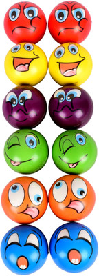 

Planet of Toys Beautiful Colored Attractive Smiley Face Squeeze Ball Set Of 12 - 7 cm(Multicolor)