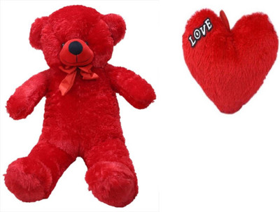 

Samayra Toys Combo Offer Large Red Teddy Bear with small Heart with Love 5 Feet - 152 cm(Red)