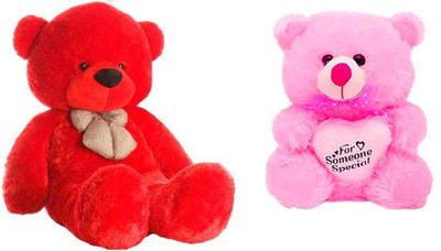

Samayra Toys Combo Offer Pack of Two Red Teddy Bear & Pink Teddy Bear with I Love you heart - 152 cm(Red, Pink), Pink;red