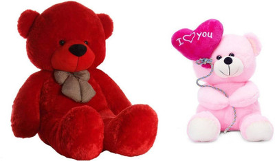 

Samayra Toys Combo Offer Large Cute Red Teddy Bear 4 Feet & Pink Balloons Teddy Bear with I Love you heart 18 cm - 120 cm(Red, Pink), Pink;red