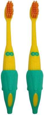 Jigi Plastic Banana Shape Tootl Brush Set Of 2 (Yellow_Free Size) Soft Toothbrush(Pack of 2)