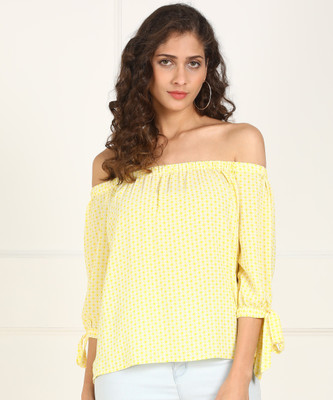 Allen Solly Casual 3/4 Sleeve Printed Women Yellow Top