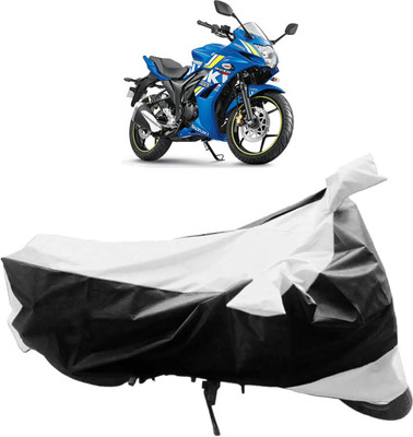 InayaAutoMotive Two Wheeler Cover for Suzuki(Gixxer SF, Black, Silver)