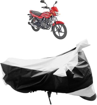 InayaAutoMotive Two Wheeler Cover for Bajaj(Platina 100 DTS-i, Black, Silver)