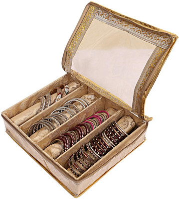

black paper Brocade 4 Rod Bangle Box, 1 Pc Golden Set of Jewellery bangle box Jewellery bangle box 4 Rod Vanity Box(Gold)
