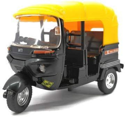 

GiftArt Auto Rickshaw Toy 1:14 Scale Metal Model Toy for Kids(Black, Yellow)