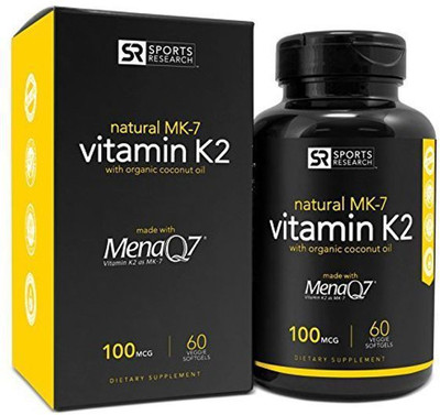 

Sports Research Vitamin K2 (as MK7) 100mcg with Coconut Oil MenaQ7 60 Count(60 No)