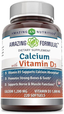 

Amazing Nutrition Calcium with Vitamin D3 - Calcium 1200 Mg, Vitamin D3 1000 Mg(220 No)