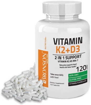 

Bronson Vitamins Vitamin K2 (MK7) with D3 Supplement - Vitamin D & K Complex Premium120 Capsules(120 No)