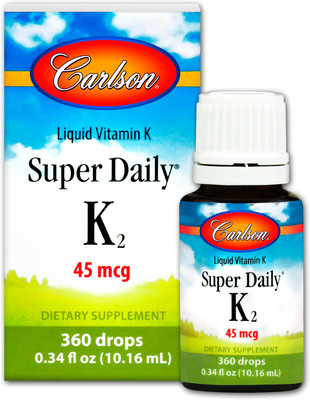 

Carlson Labs Super Daily K2, 45 mcg Vitamin K2, 360 Liquid Drops(10.16 ml)