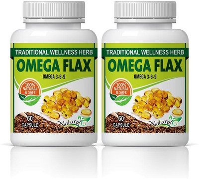 

Natural Omega flax|Omega 3 capsules|500mg 60 capsules|pack of 2(120 No)
