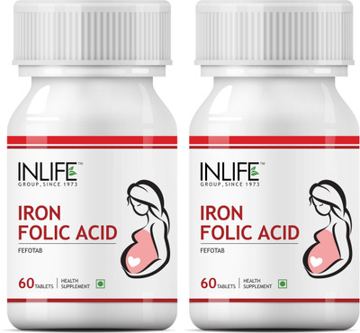 

Inlife Iron Folic Acid for Prenatal Health of Women- 60 tablets (2 pack)(120 No)