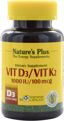 

Natures Plus Vit D3/Vit K2 1000 IU/100 mcg 90 Veggie Caps(90 No)