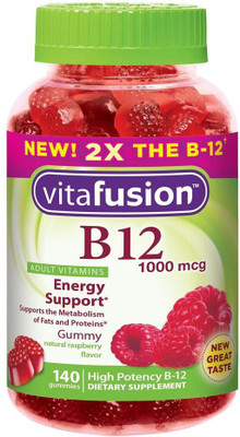 

VitaFusion B12 Adult Vitamins Energy Support Natural Raspberry Flavor 1000 mcg 140(140 No)
