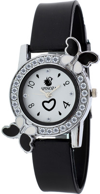 SPINOZA Black diamond studded attractive butterfly stylish women Watch - For Girls