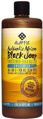 

Alaffia Authentic African Black Soap, All-in-One Body Wash, Shampoo, and Shaving Soap, All Skin and Hair Types, Fair Trade, No Parabens, Non-GMO, No SLS(74 g)