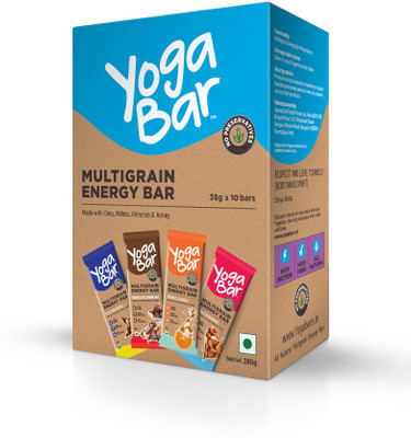 

Yogabar Multigrain Variety Energy Bars -(Chocolate, Vanilla Almonds, Cashew Orange and Nuts & Seeds - 38gm x 10 Bars)(380 g, Box, Pack of 10)