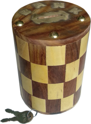 

Tayyaba Enterprises wooden moneybank in chess design Coin Bank(Brown)