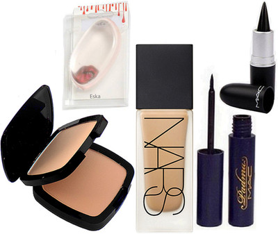 

eska Silicon Puff, Mac Two Way Compact, Stick kajal,NARS MAkeup Foundation,Padma Eyeliner(Set of 5)
