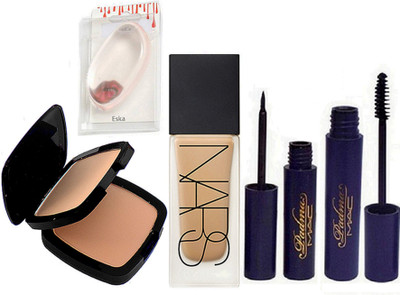 

eska Silicon Puff,Mac Two Way Compact,NARS Makeup Foundation,Padma Eyeliner & Mascara(Set of 5)