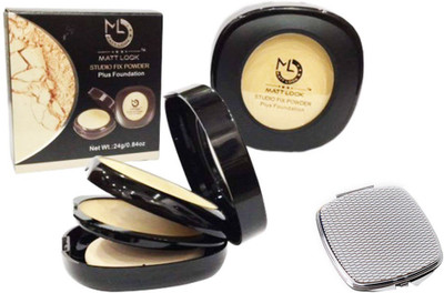 

Mattlook 2 IN 1 Studio Fix Powder Plus Foundation Warm-Light (No. 3) with Compact Mirror(Set of 2)