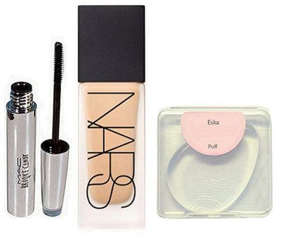 

eska Silicon Puff, Mac Brooke Candy Mascara, Nars Liquid Foundation(Set of 3)